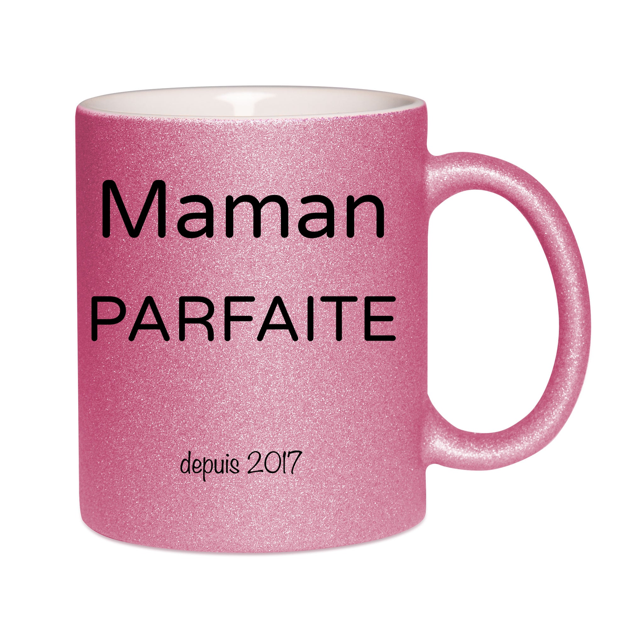 Mug paillettes rose personnalisé Maman parfaite à personnaliser