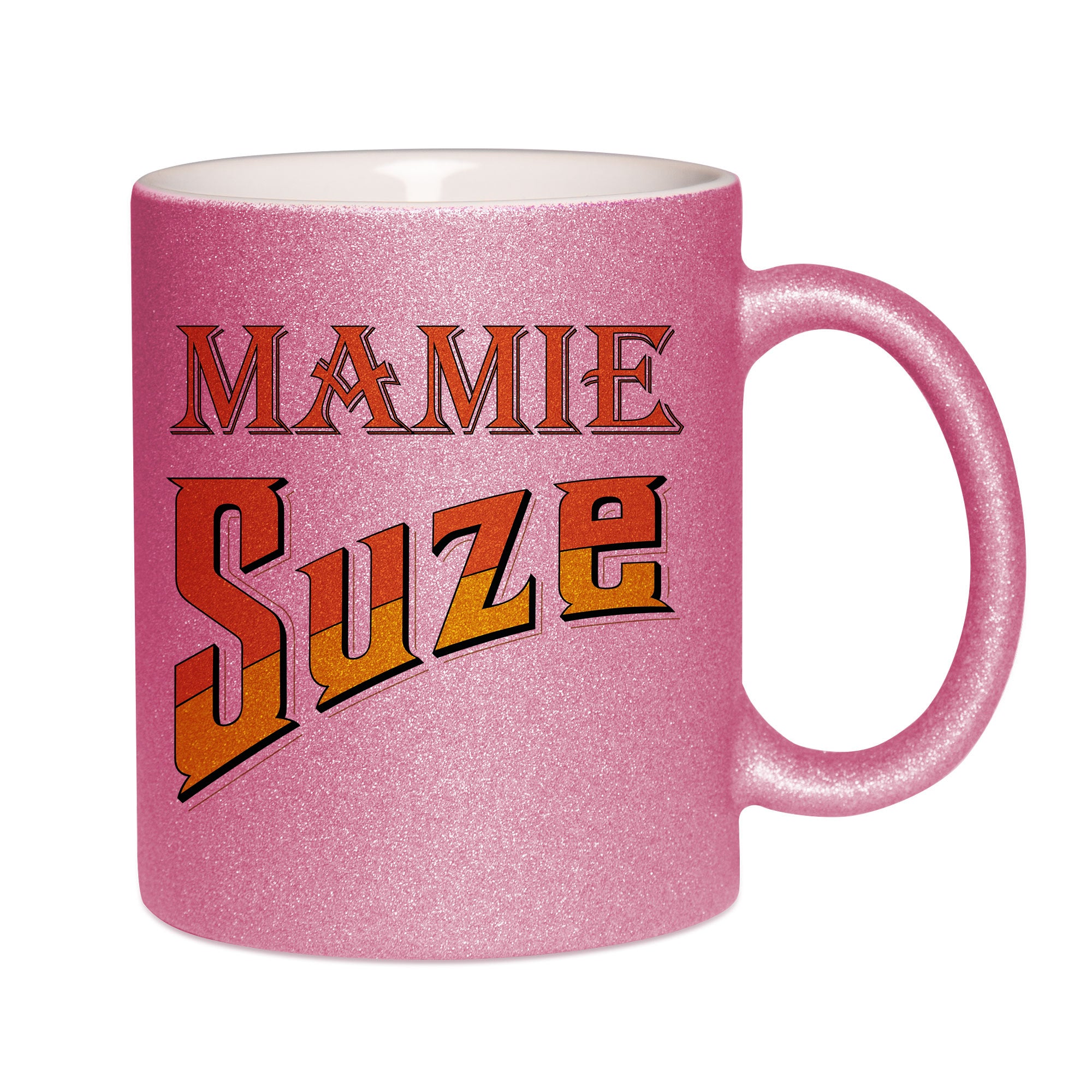 Mug paillettes rose personnalisé Mamie Suze