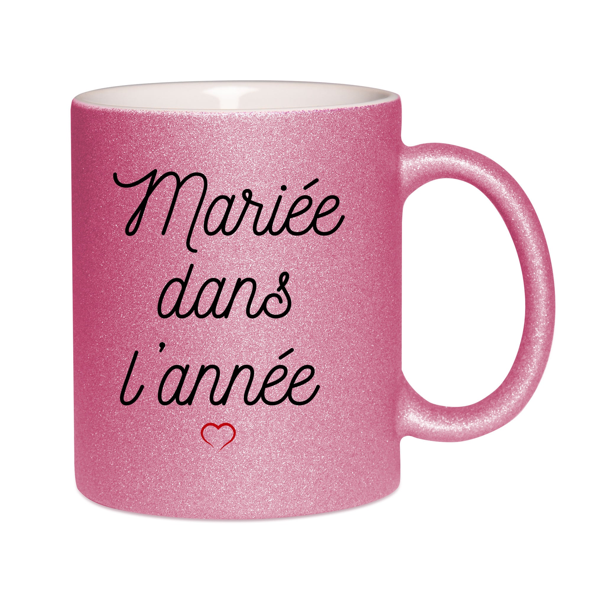 Mug paillettes rose personnalisé Mariée dans l'année
