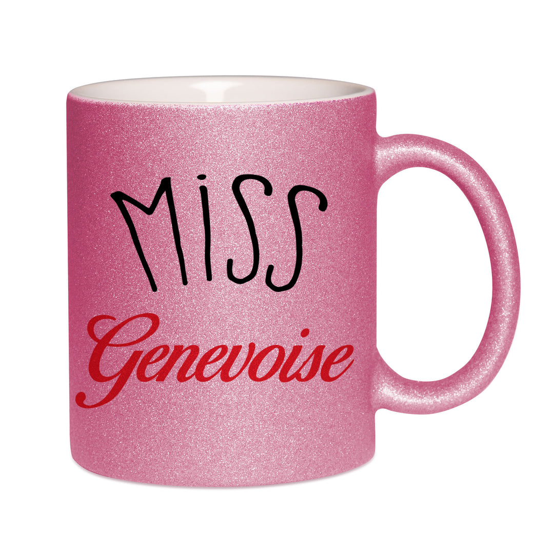 Mug paillettes rose personnalisé Miss-genevoise