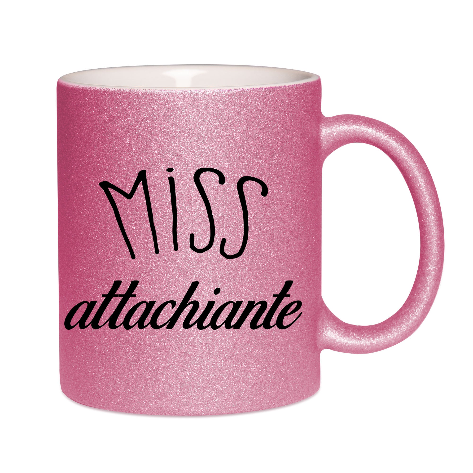 Mug paillettes rose personnalisé Miss attachiante