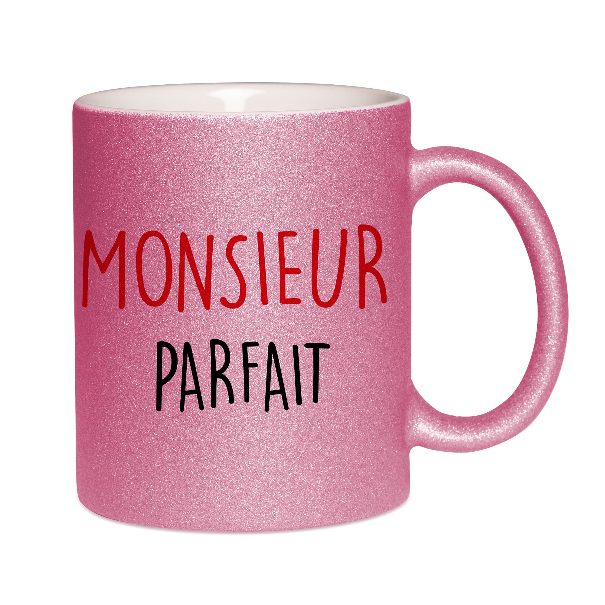 Mug paillettes rose personnalisé Monsieur parfait