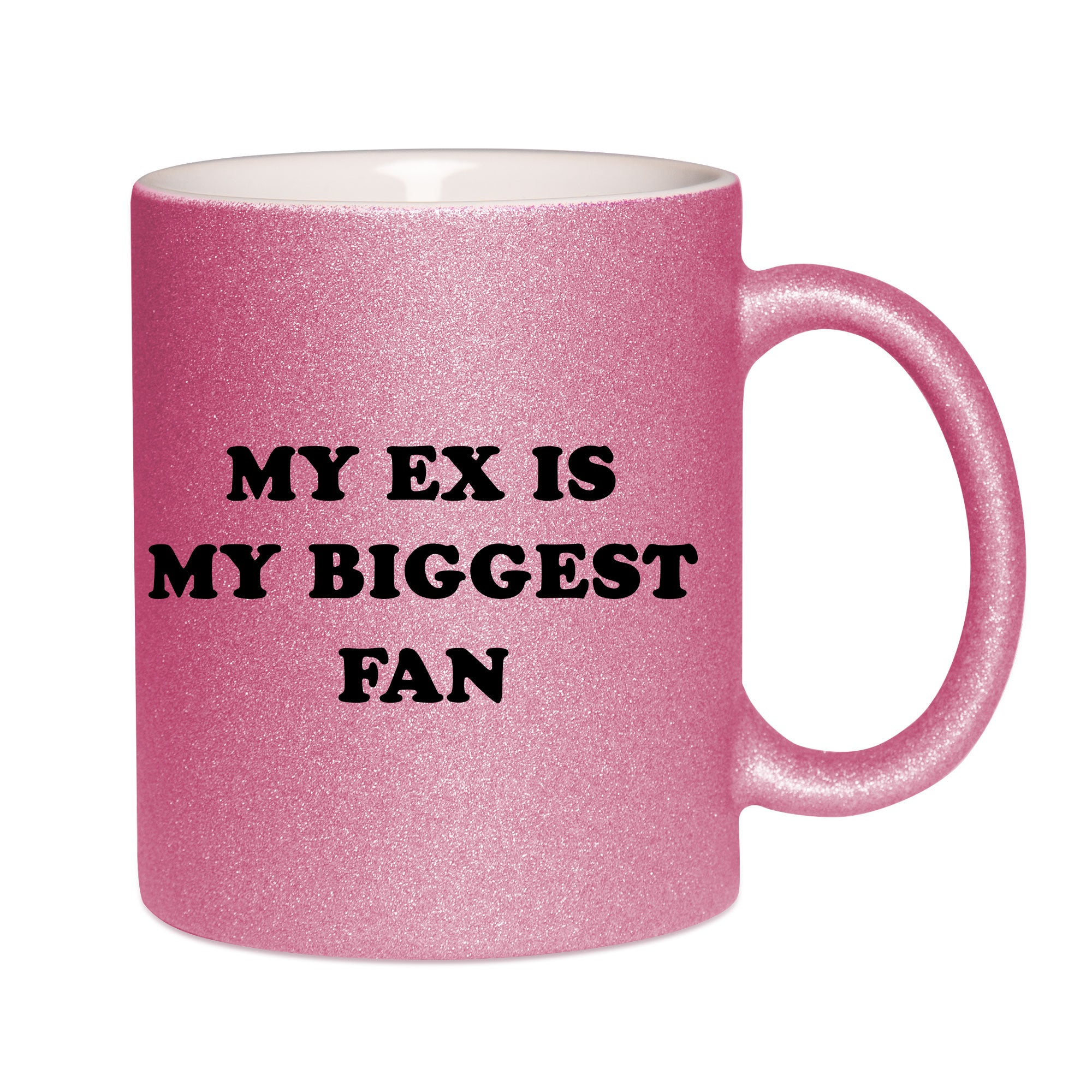 Mug paillettes rose personnalisé My ex is my biggest fan