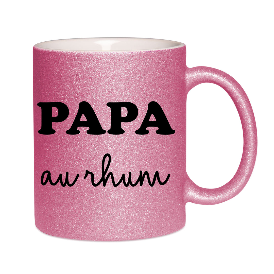 Mug paillettes rose personnalisé Papa au rhum