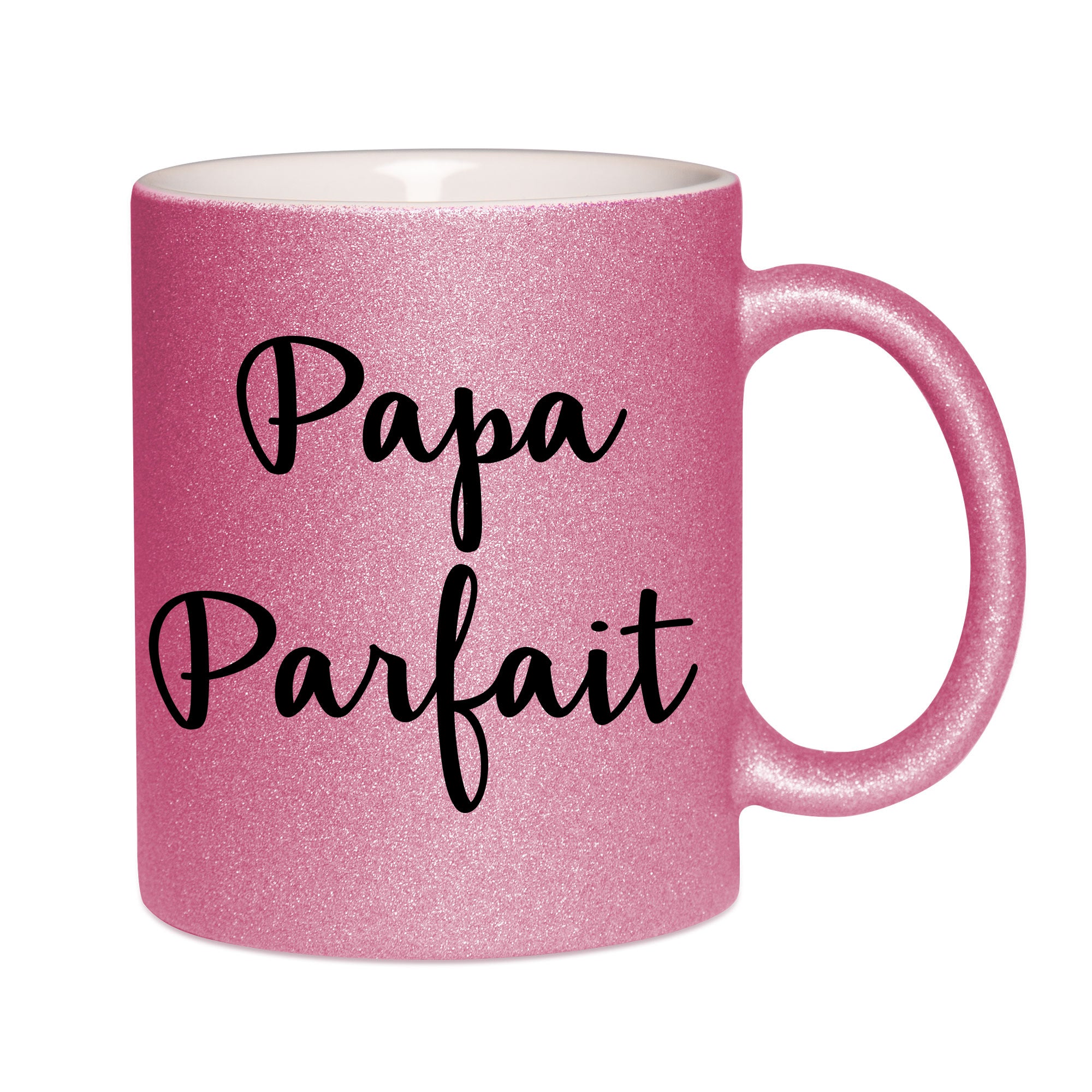 Mug paillettes rose personnalisé Papa parfait 2