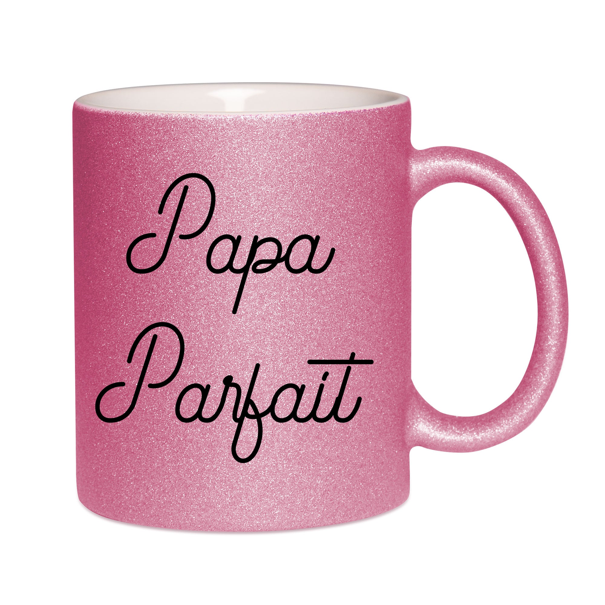 Mug paillettes rose personnalisé Papa parfait V2