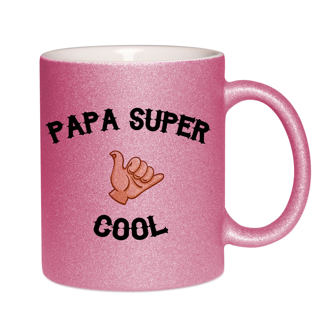 Mug paillettes rose personnalisé Papa super cool