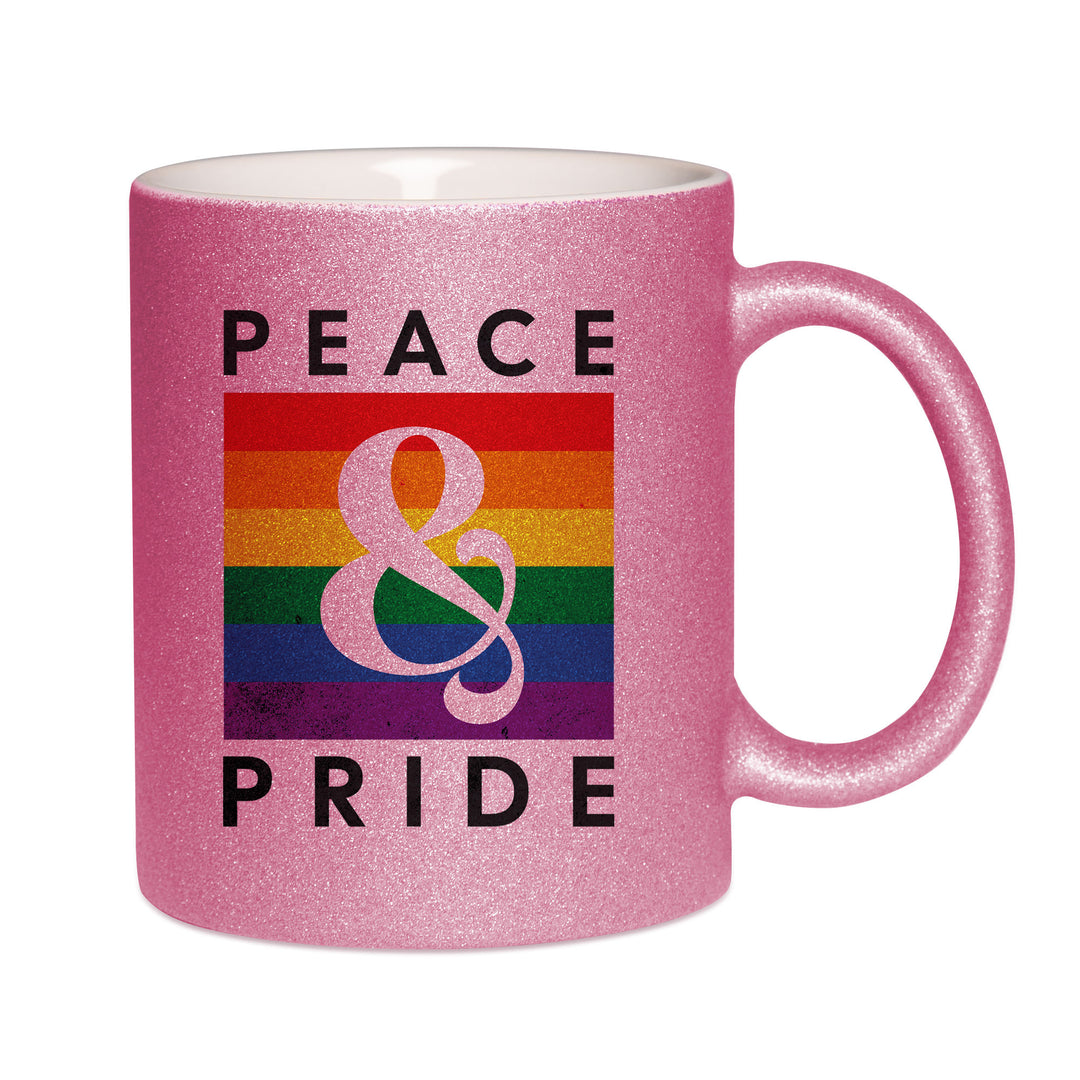 Mug paillettes rose personnalisé Peace & Pride
