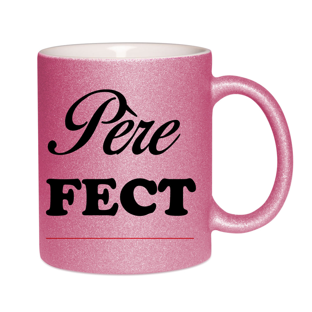Mug paillettes rose personnalisé Pere fect