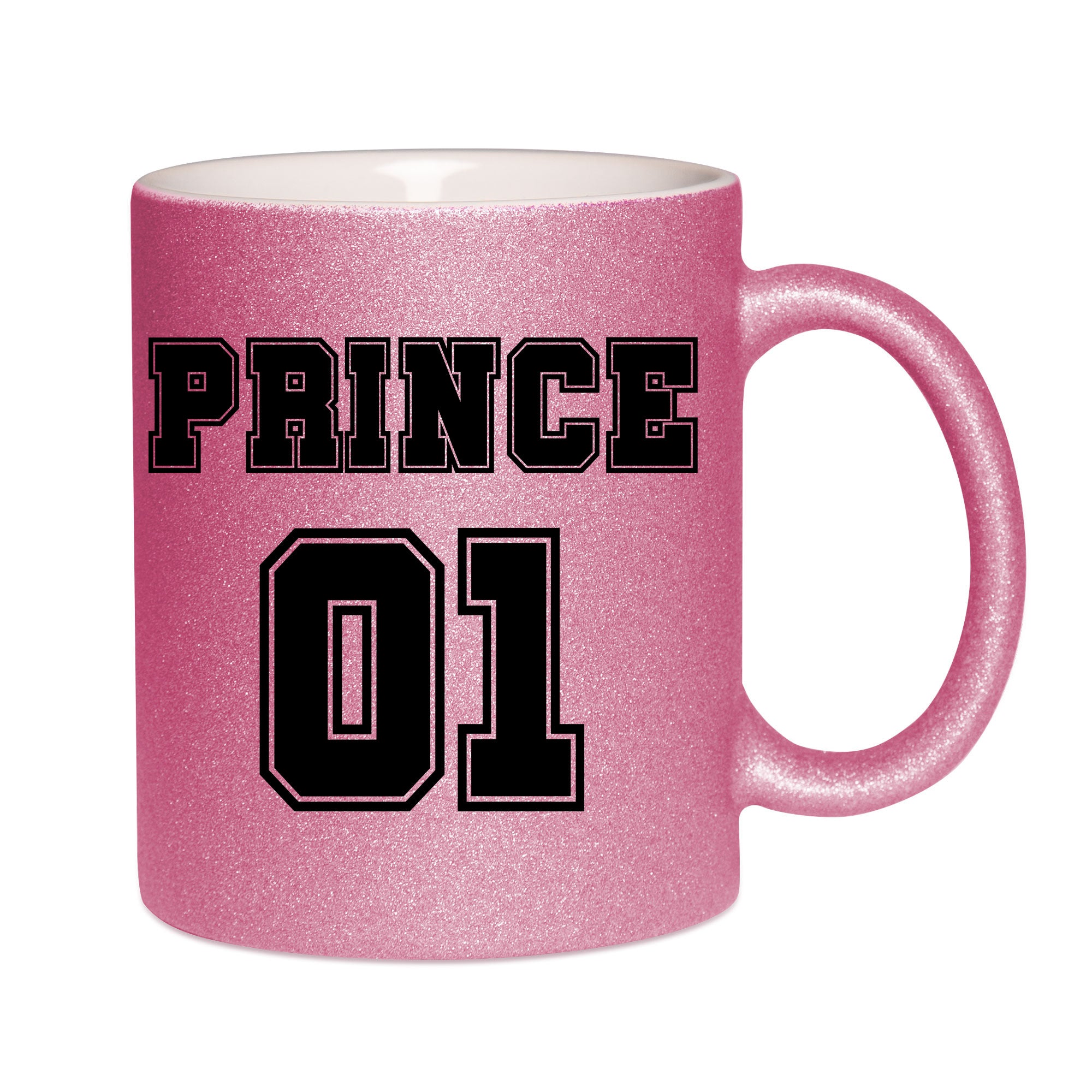 Mug paillettes rose personnalisé Prince 01