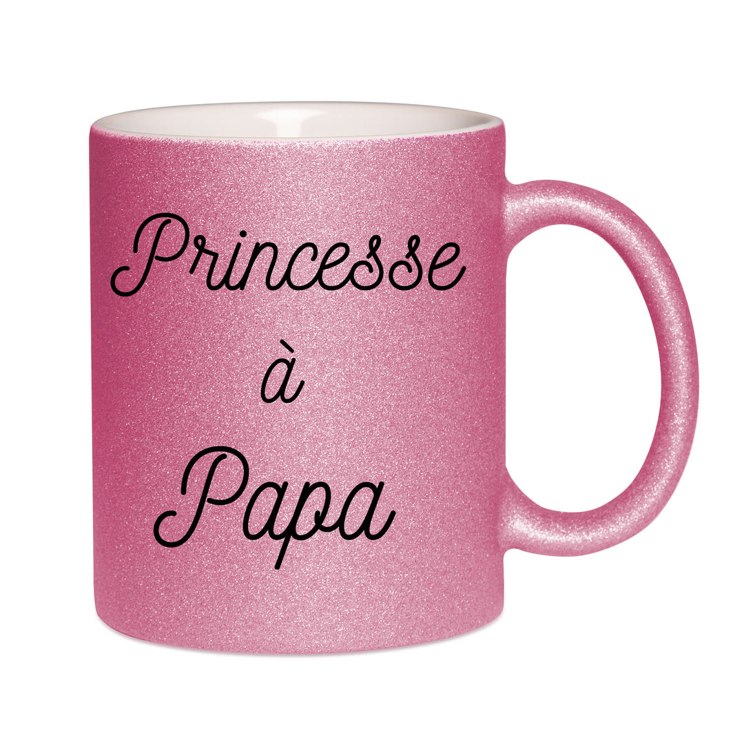 Mug paillettes rose personnalisé Princesse a papa
