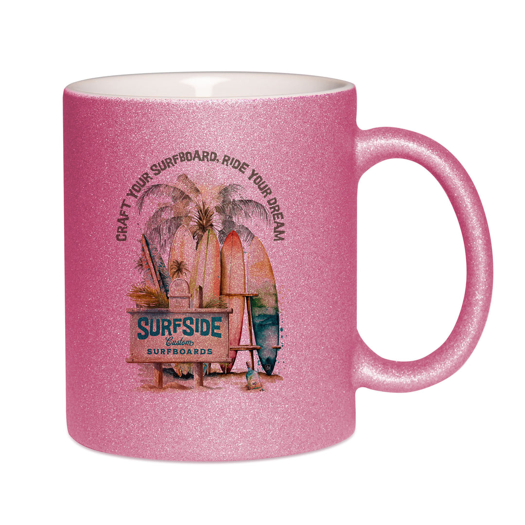 Mug paillettes rose personnalisé Ride your dream
