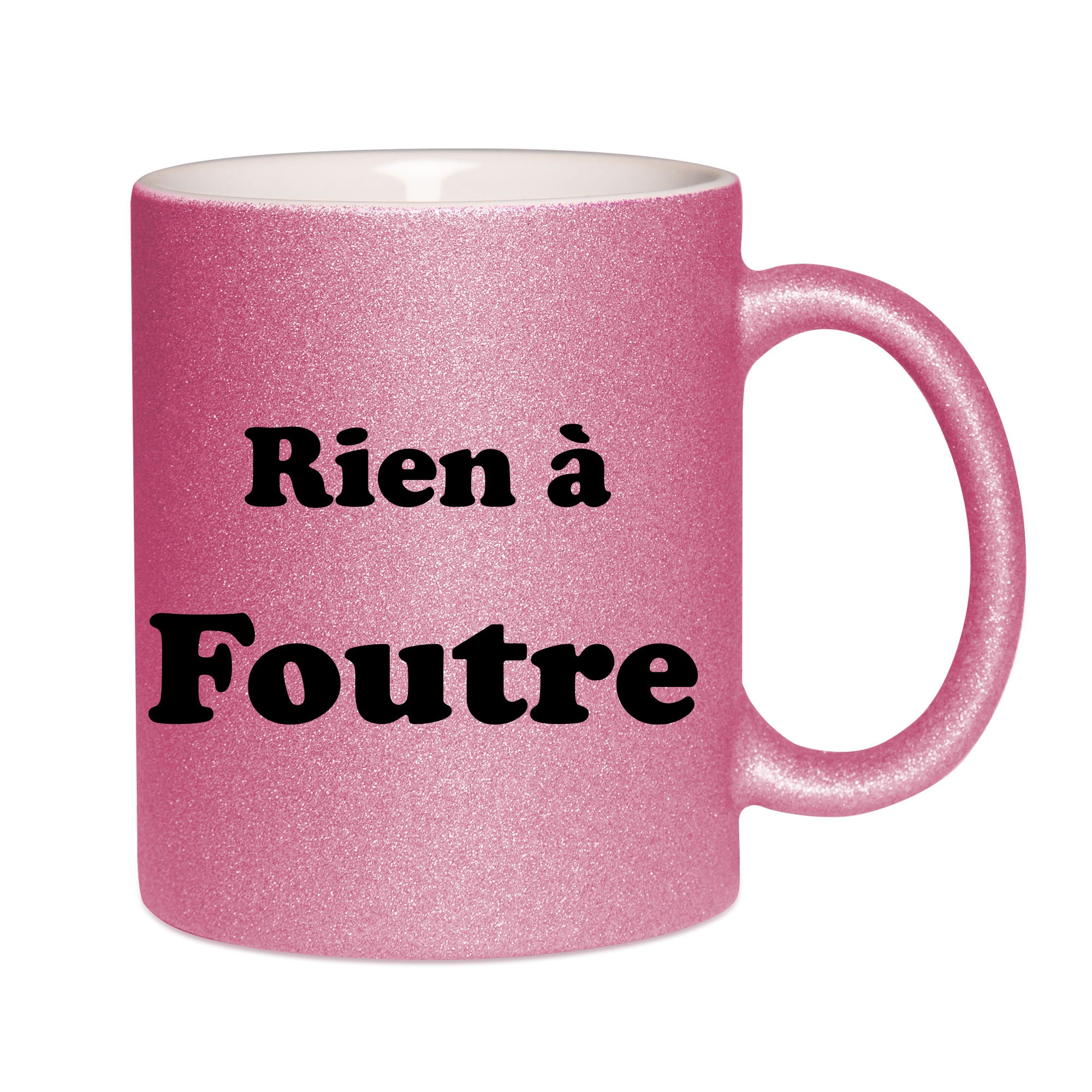 Mug paillettes rose personnalisé Rien a foutre