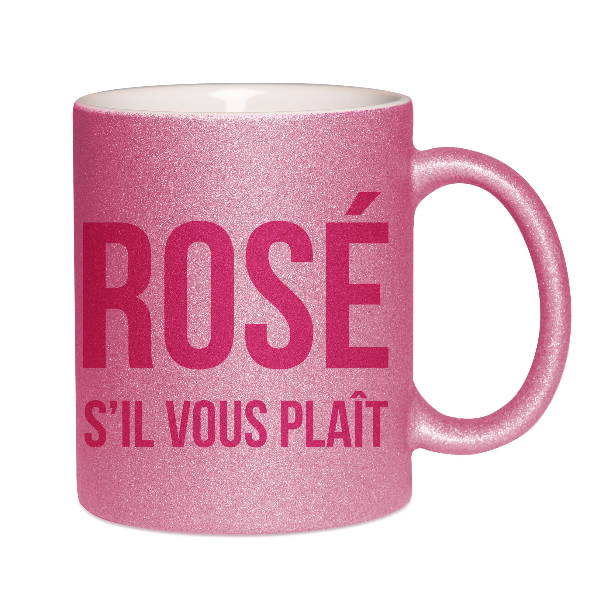 Mug paillettes rose personnalisé Rosé s'il vous plait