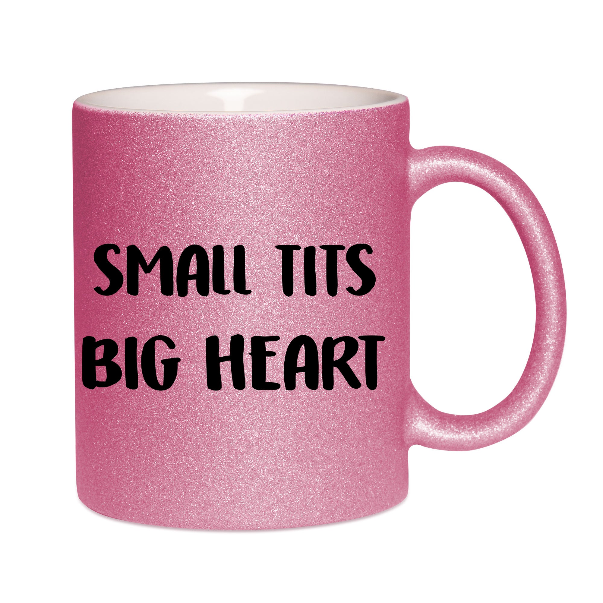 Mug paillettes rose personnalisé Small tits big heart