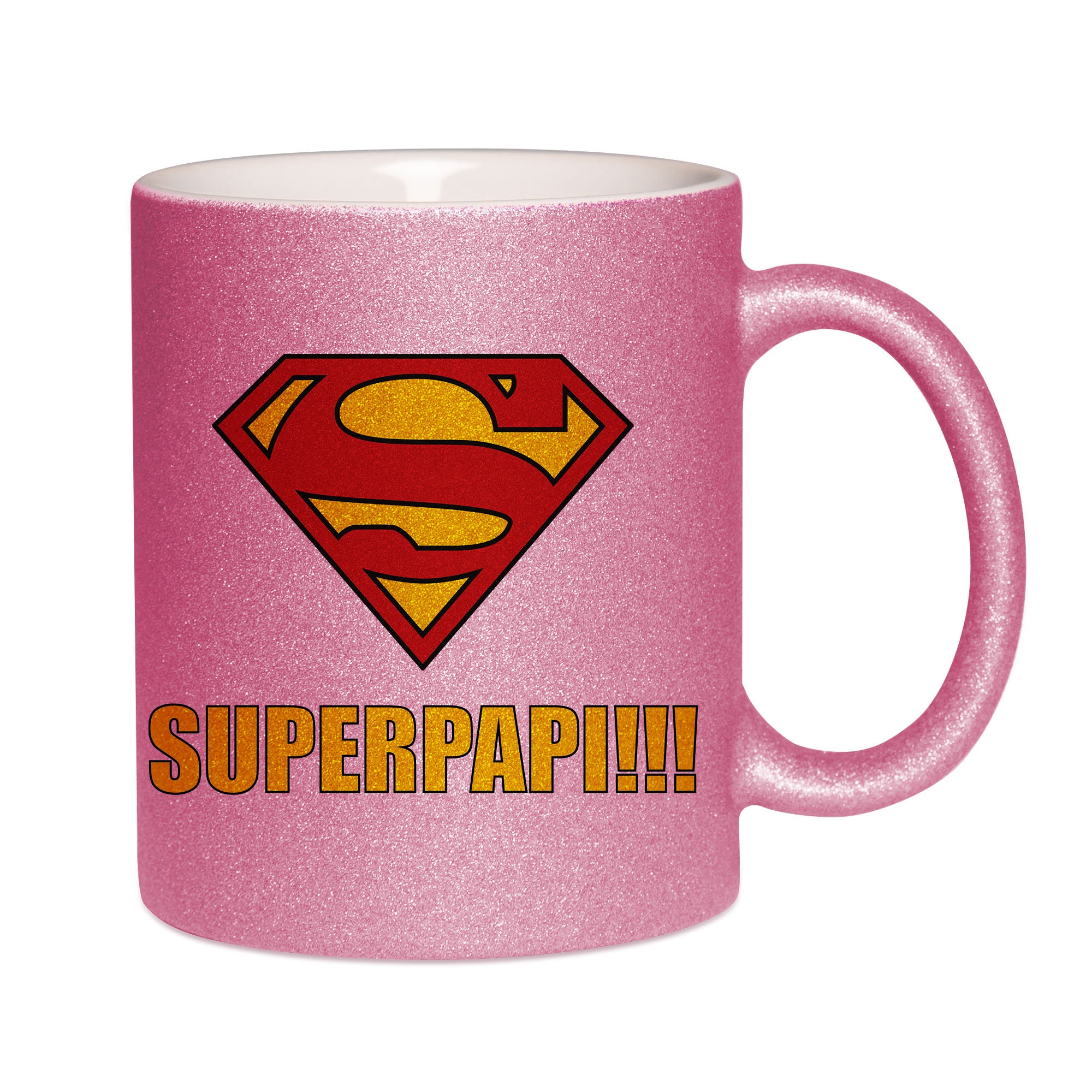Mug paillettes rose personnalisé Superpapi