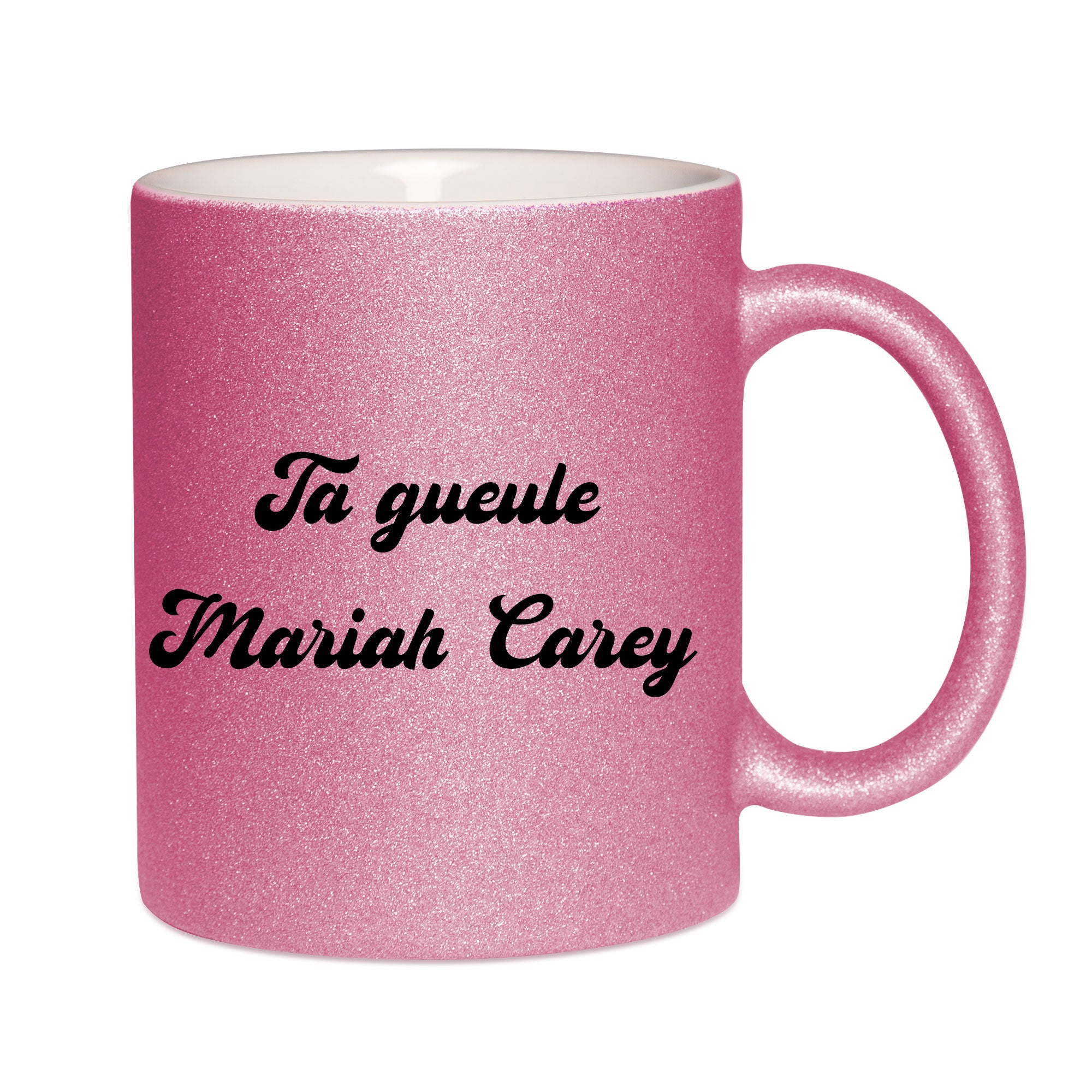 Mug paillettes rose personnalisé Ta gueule Mariah Carey