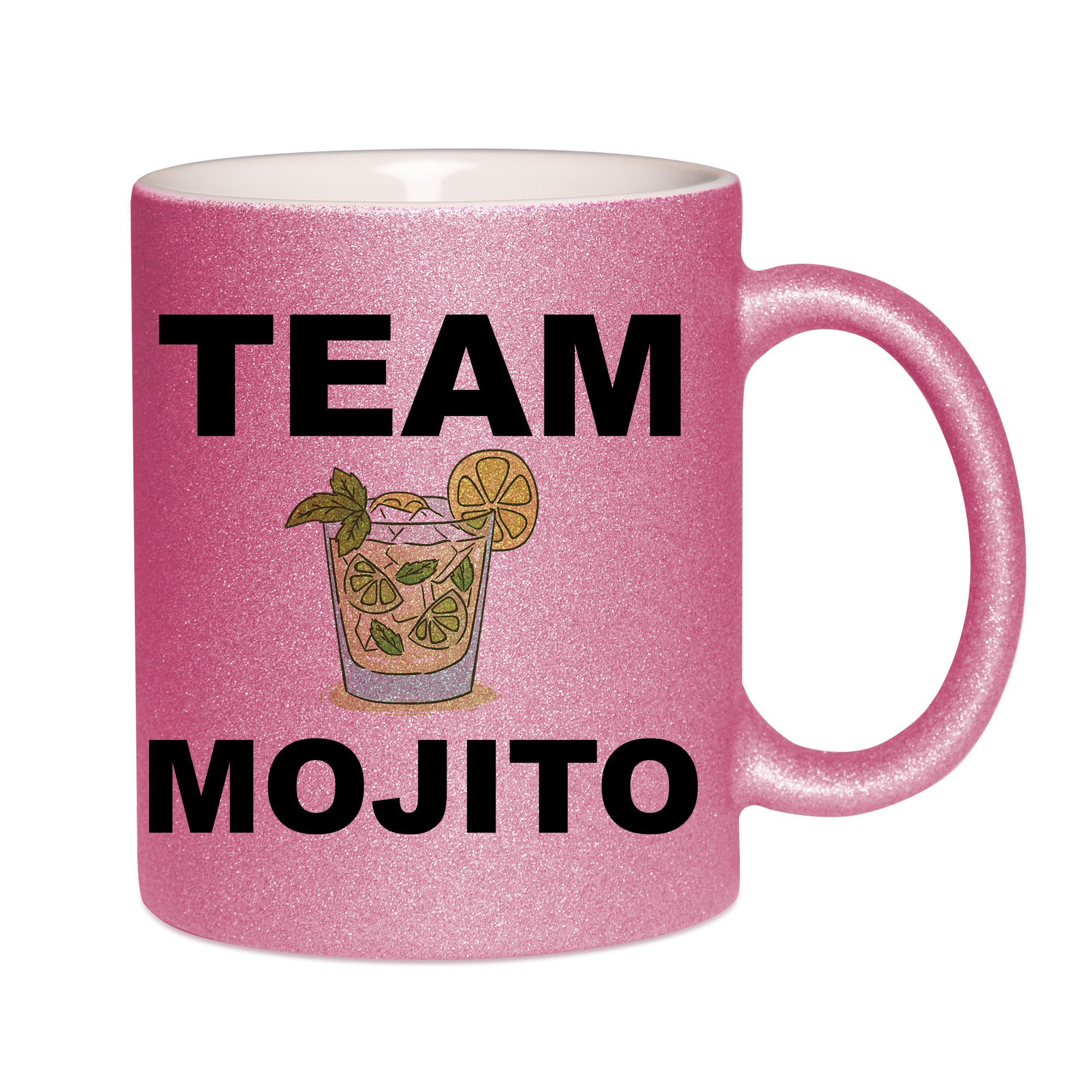Mug paillettes rose personnalisé Team Mojito