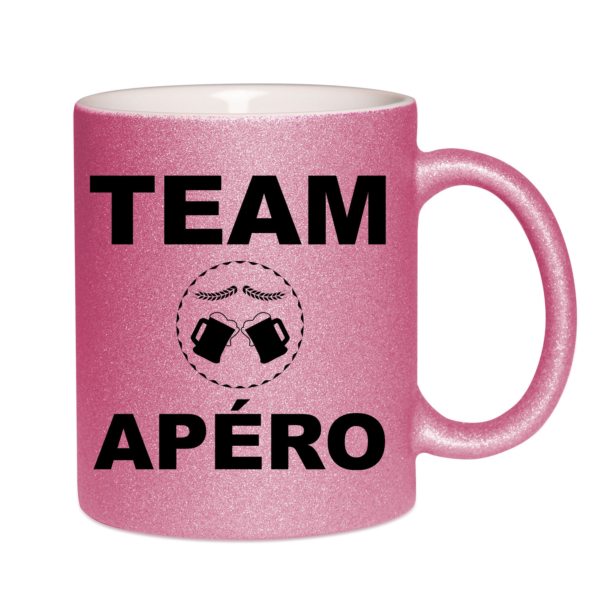 Mug paillettes rose personnalisé Team apero