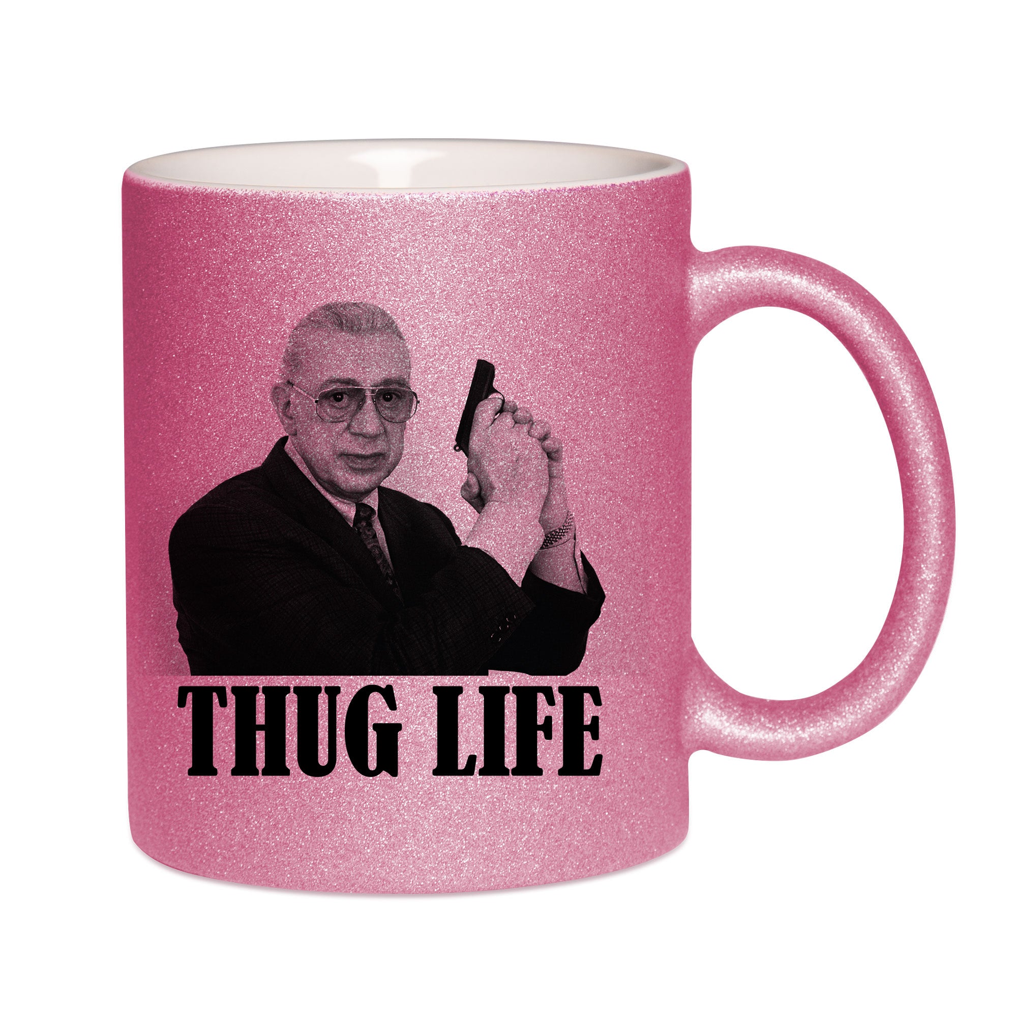 Mug paillettes rose personnalisé Thug Life