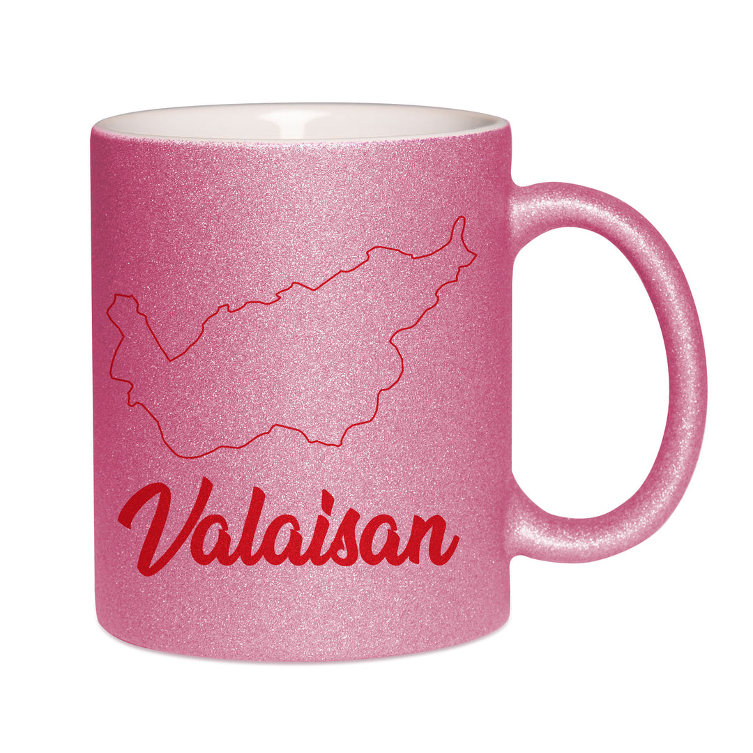Mug paillettes rose personnalisé Valaisan