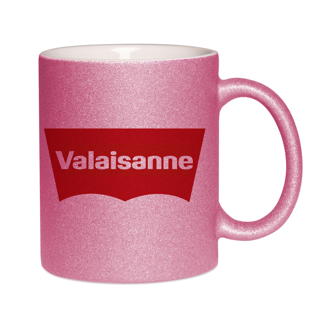 Mug paillettes rose personnalisé Valaisanne Levi's