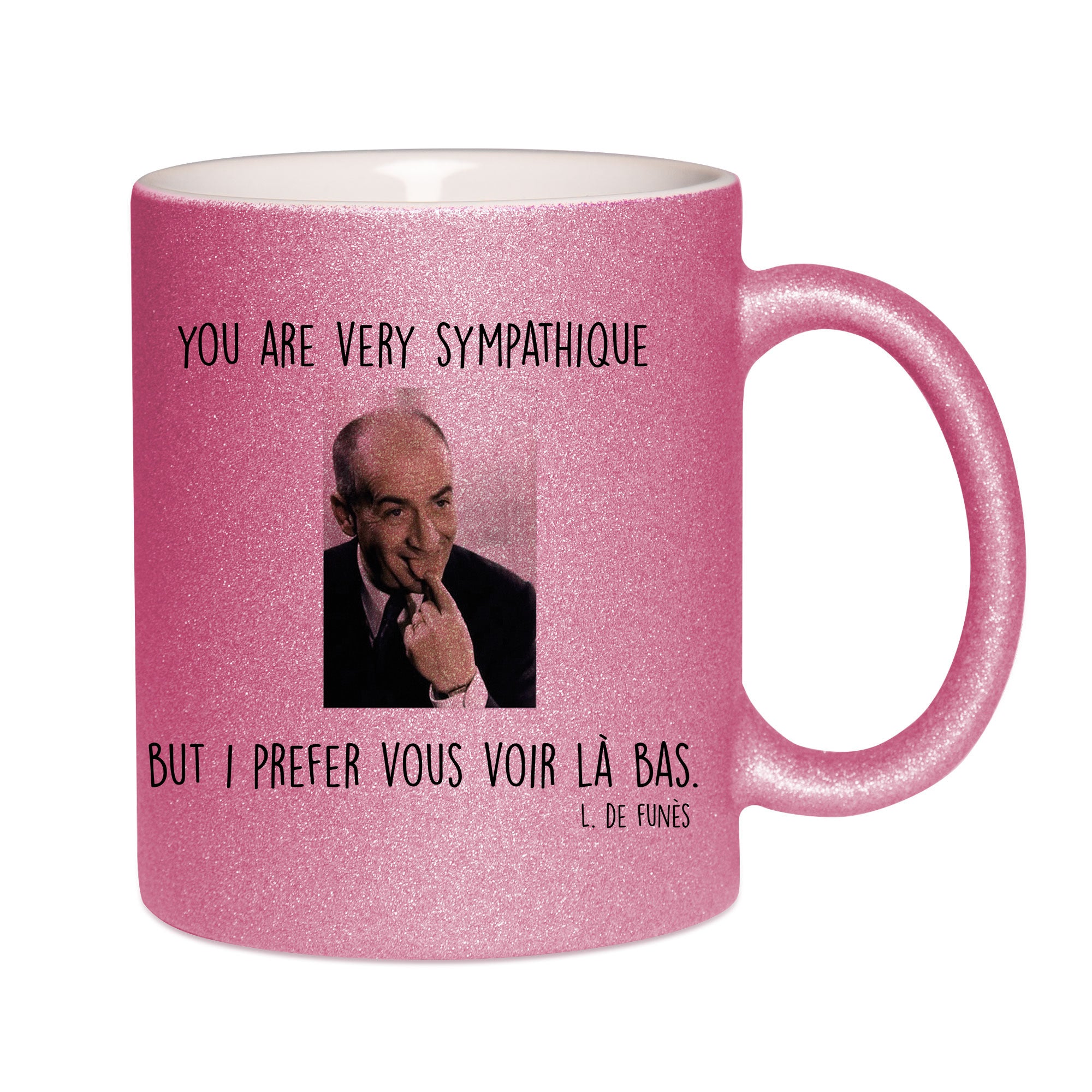 Mug paillettes rose personnalisé You are very sympathique