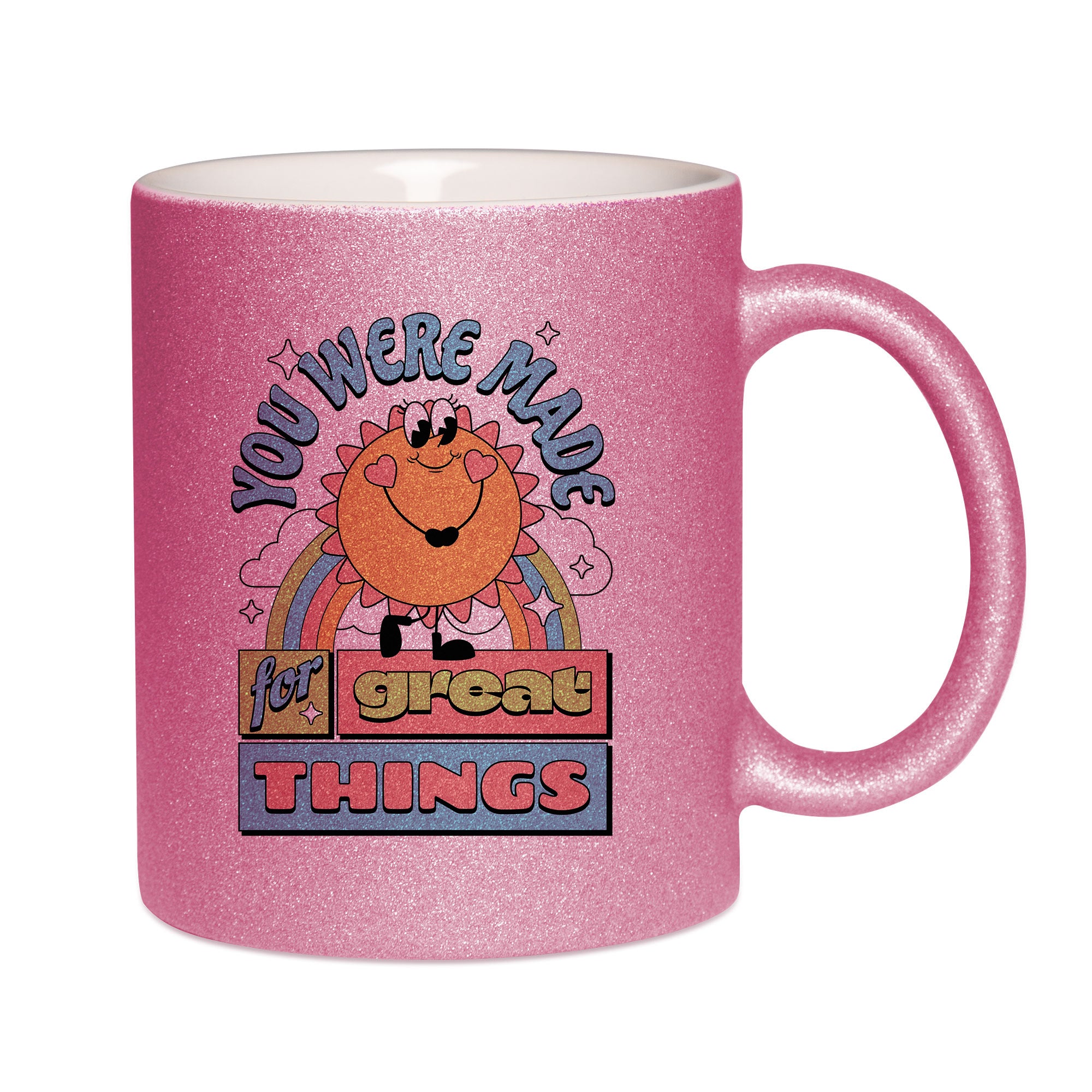 Mug paillettes rose personnalisé You were made for great things