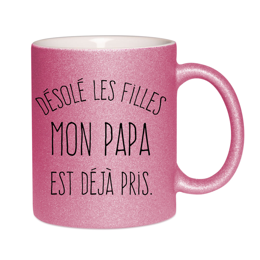 Mug paillettes rose personnalisé desole les filles