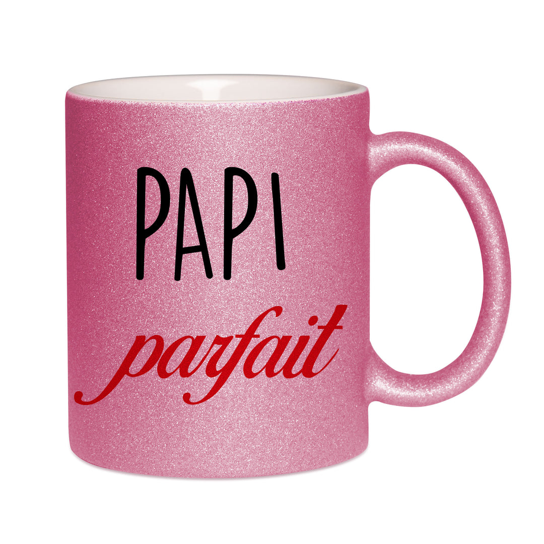 Mug paillettes rose personnalisé papi parfait
