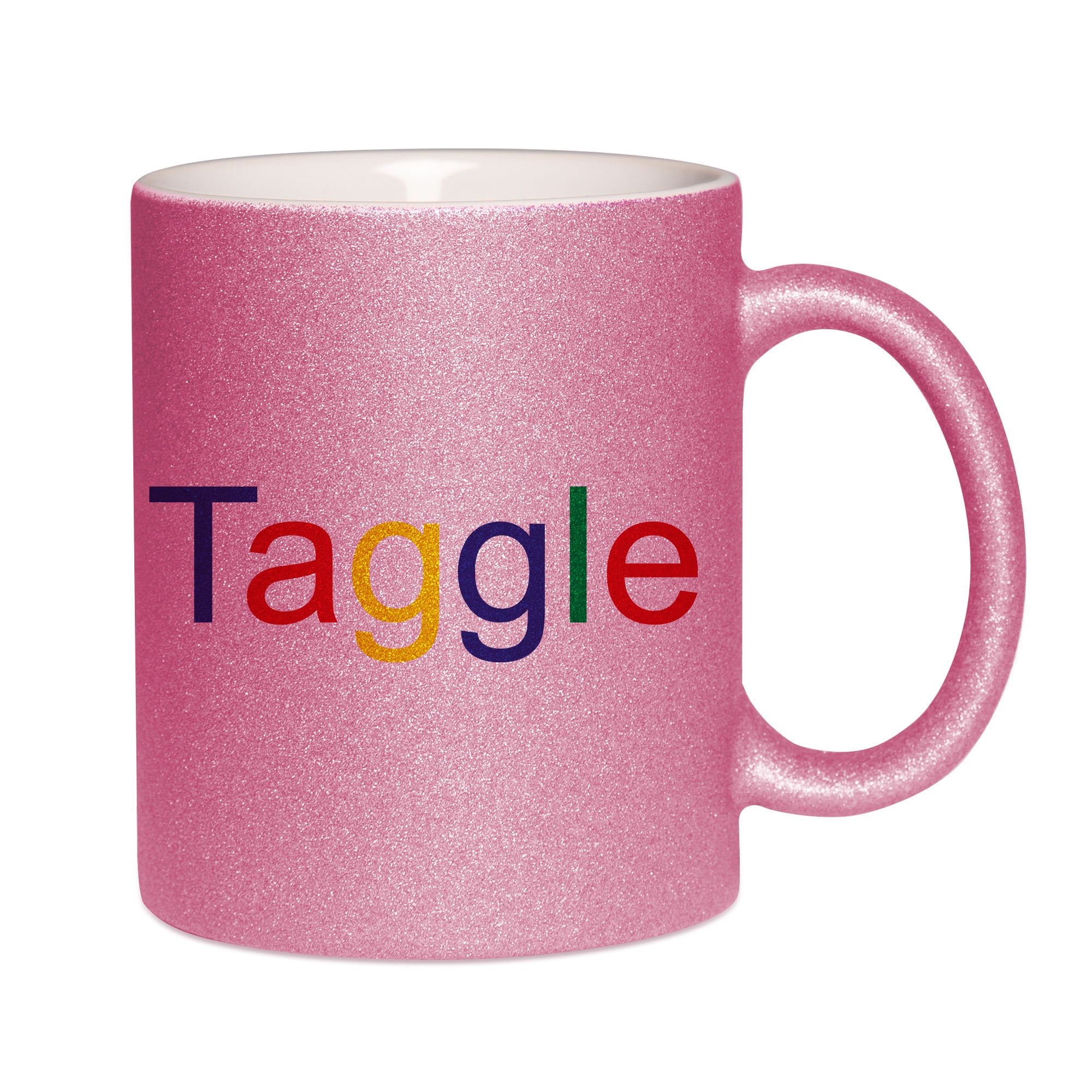 Mug paillettes rose personnalisé taggle