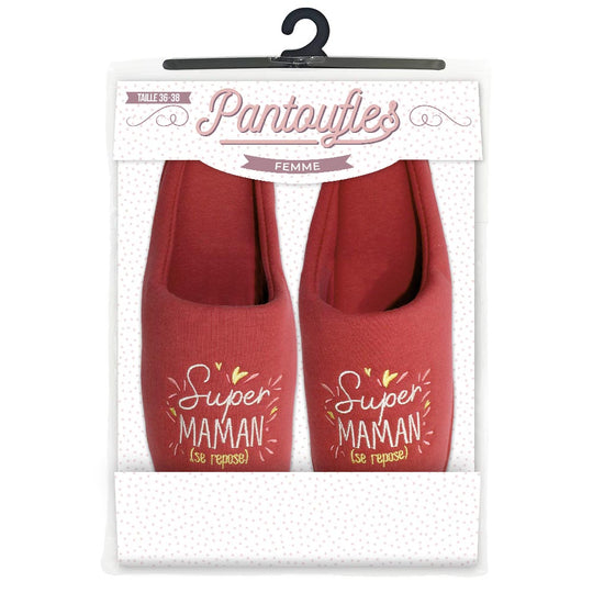 Pantoufles humoristiques: Super maman (se repose)