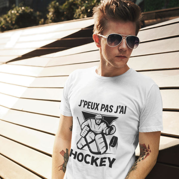 T-shirt Homme J'peux pas j'ai hockey