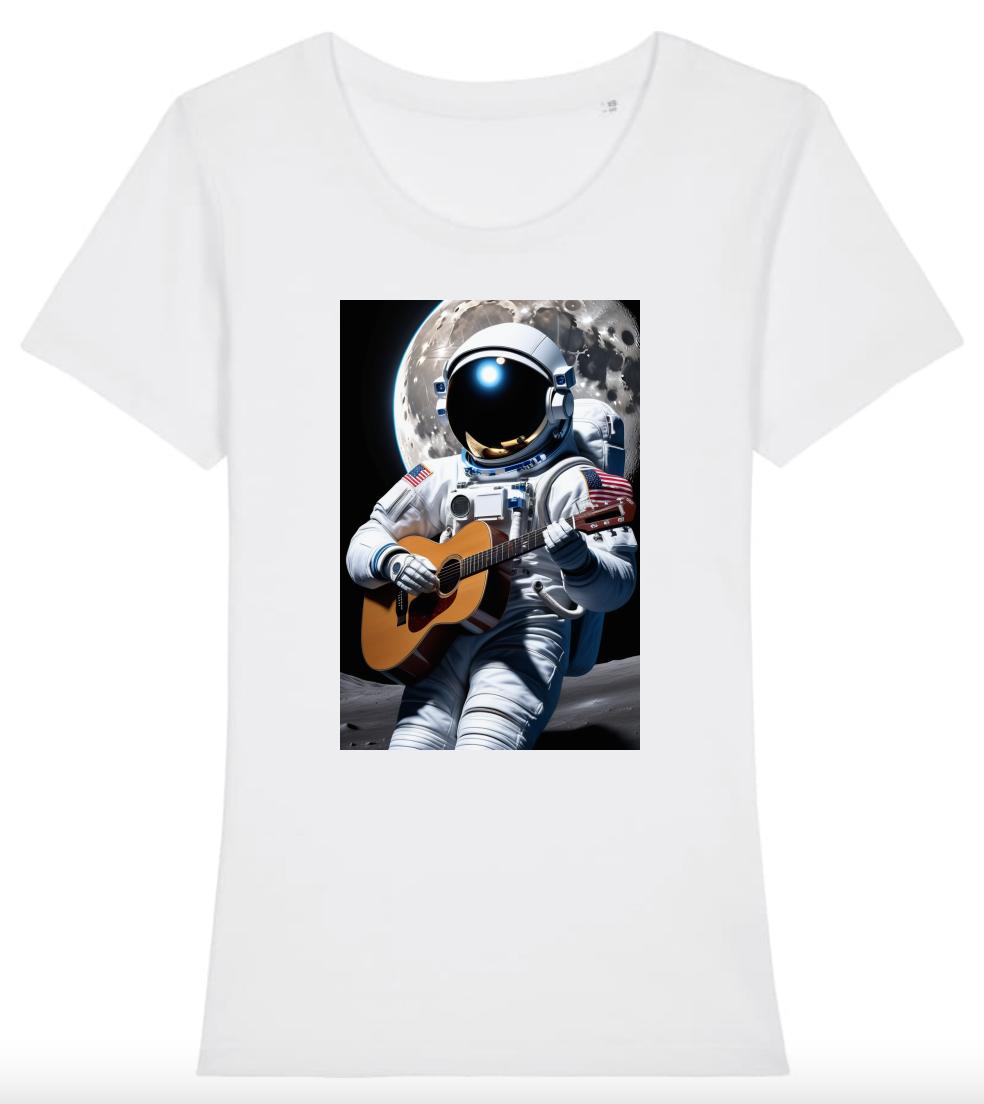 T Shirt Femme Astronaute jouant de la guitare