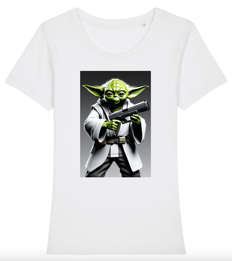 T-Shirt Femme Yoda avec son pistolet