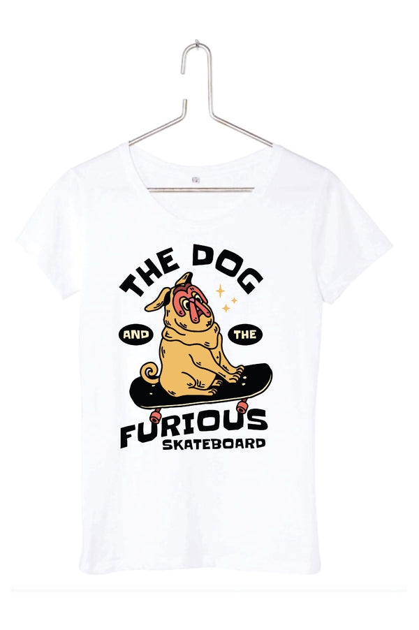 T-shirt femme The dog and the furious skateboard