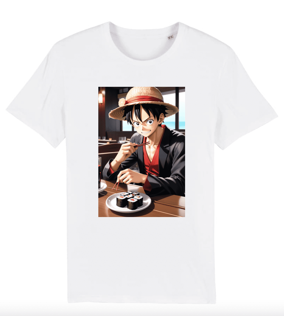 T-shirt Homme Luffy mangeant des sushis