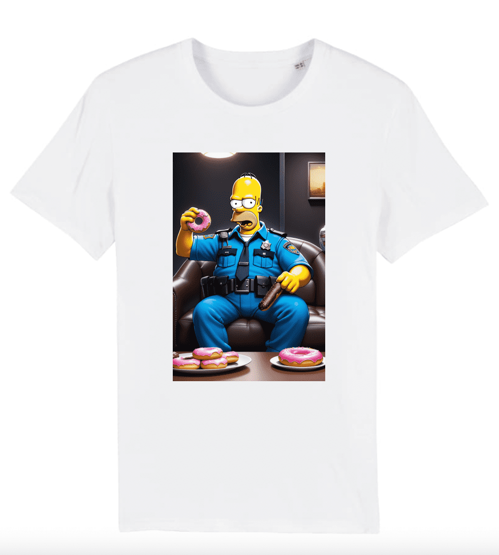 T-shirt Homme Omer Simpson mangeant des donuts