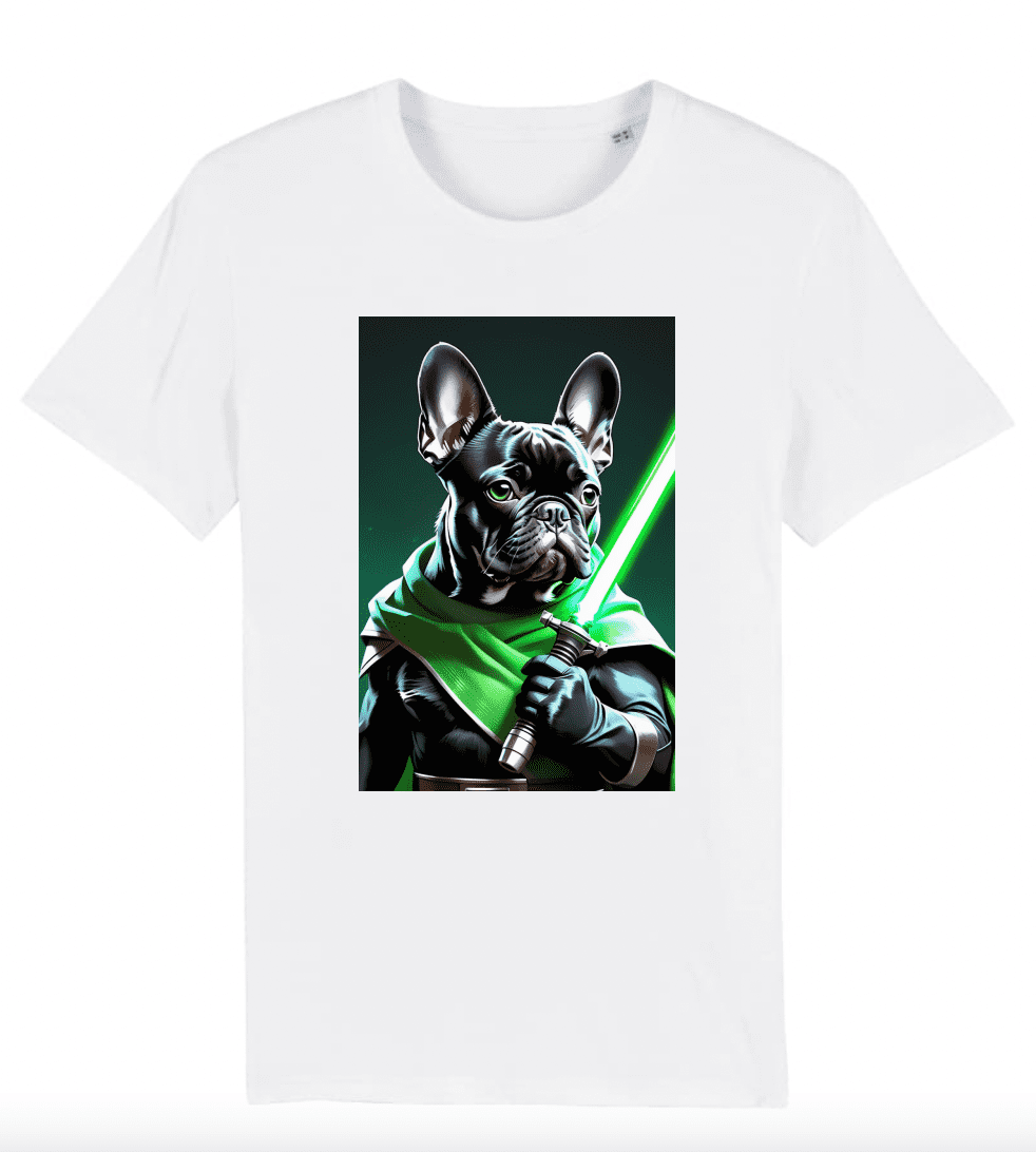 T-shirt Homme Bulldog français et son sabre laser
