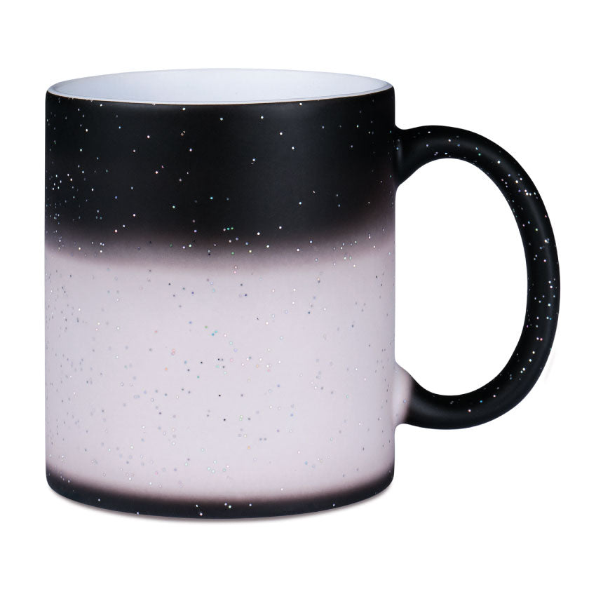 Tasse magique changement de couleur avec particules de paillettes