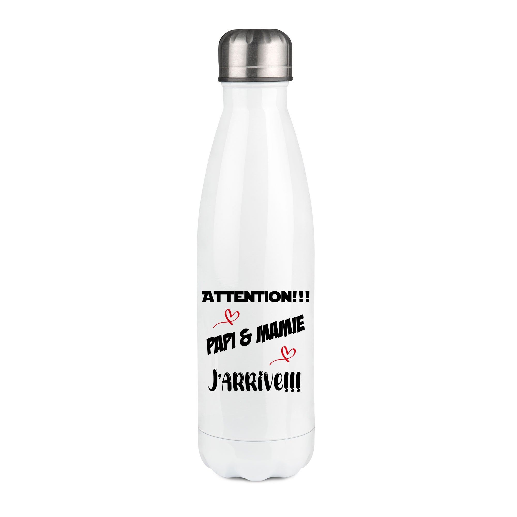 Thermos inox personnalisé Attention papi et mamie j'arrive