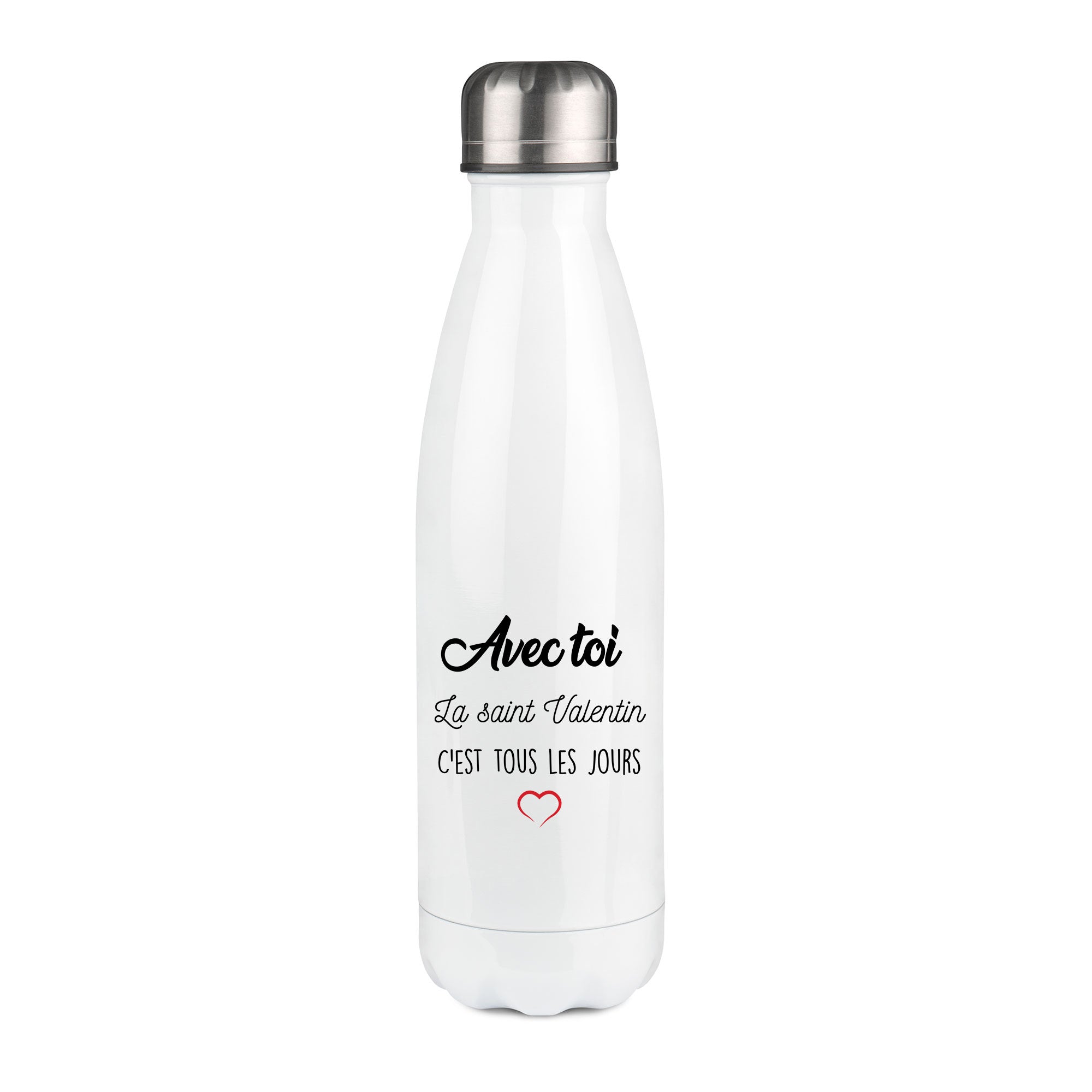 Thermos inox personnalisé Avec toi la Saint Valentin c'est tous les jours
