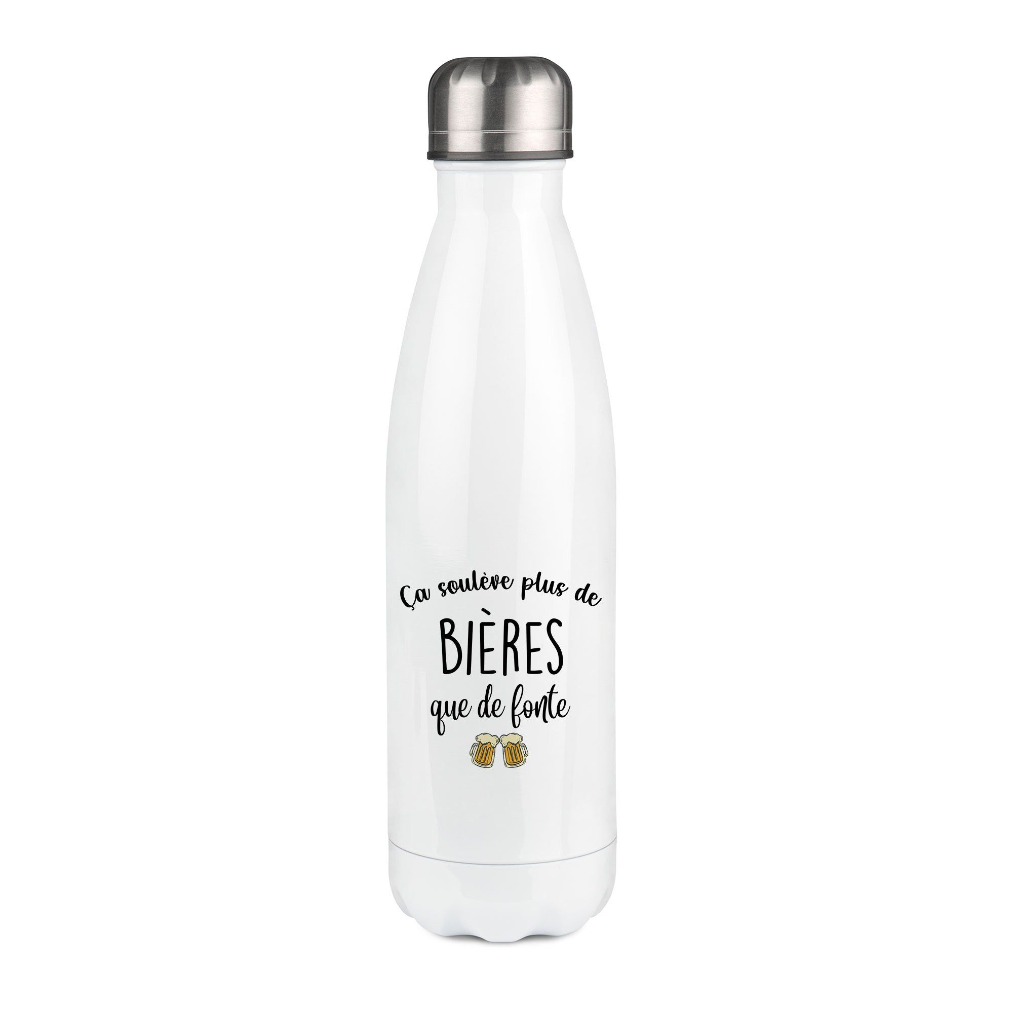 Thermos inox personnalisé Ca soulève plus de bieres que de fonte
