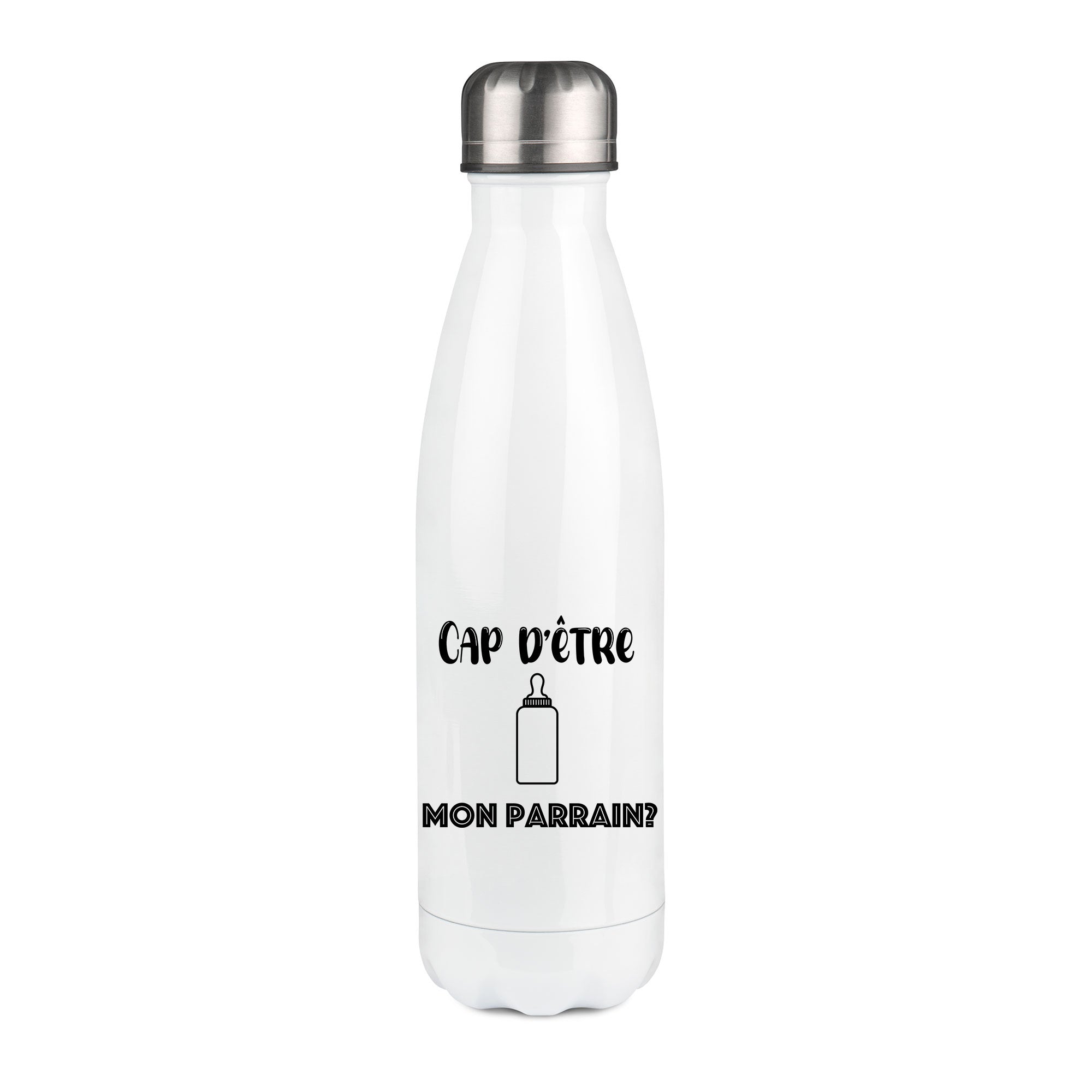 Thermos inox personnalisé Cap d'être mon parrain