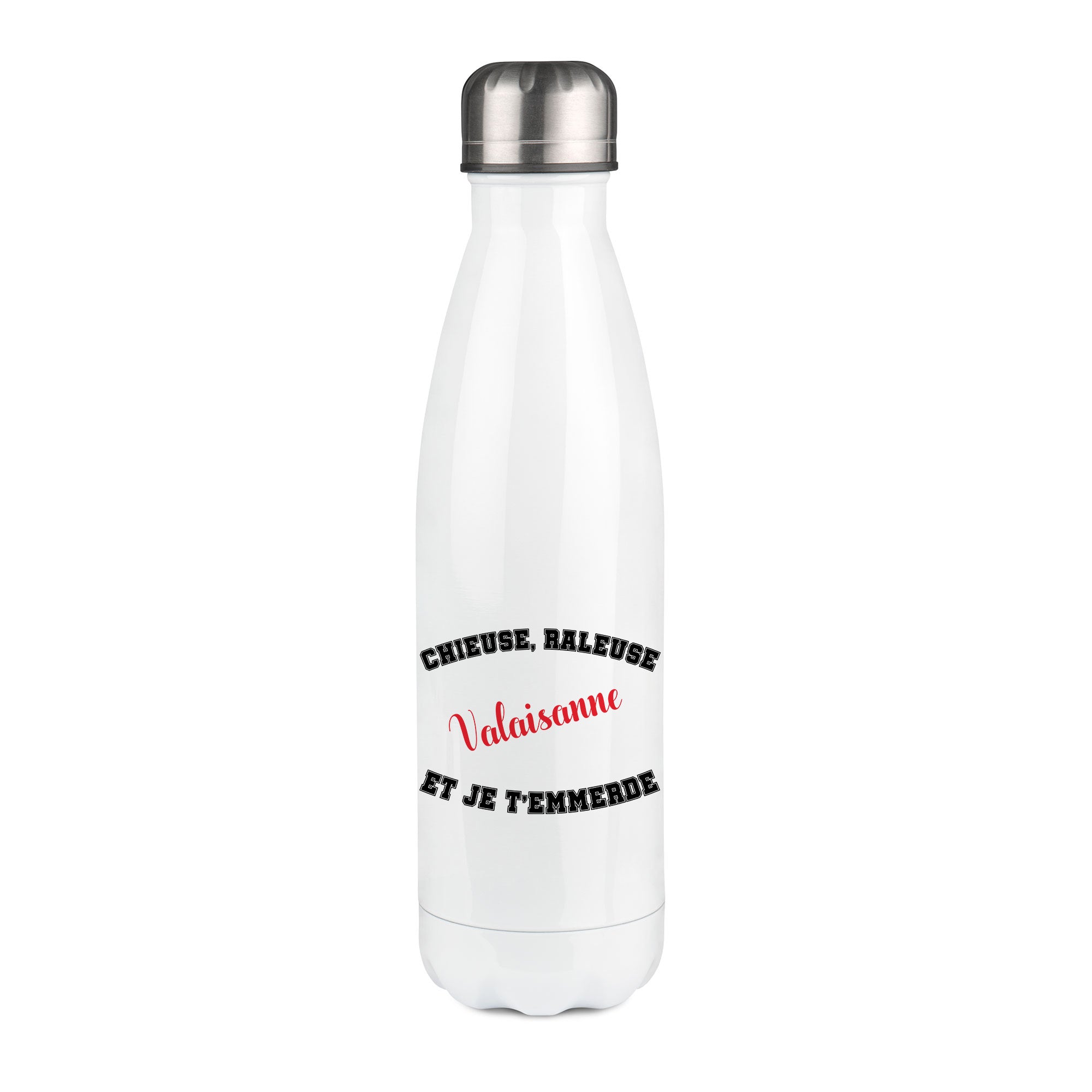 Thermos inox personnalisé Chieuse raleuse Valaisanne et je t'emmerde
