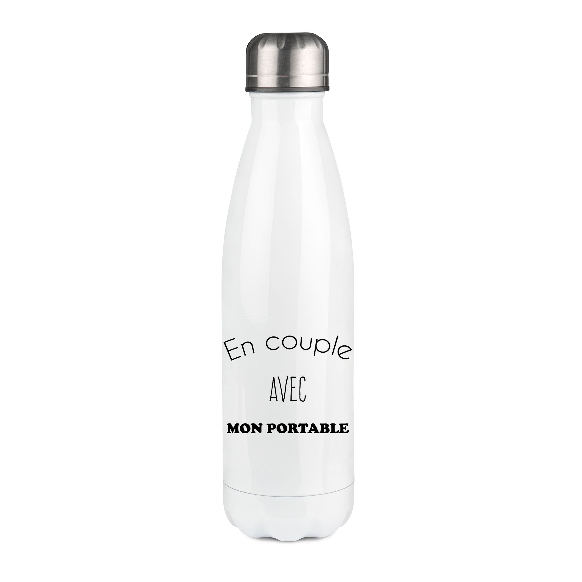 Thermos inox personnalisé En couple avec mon portable