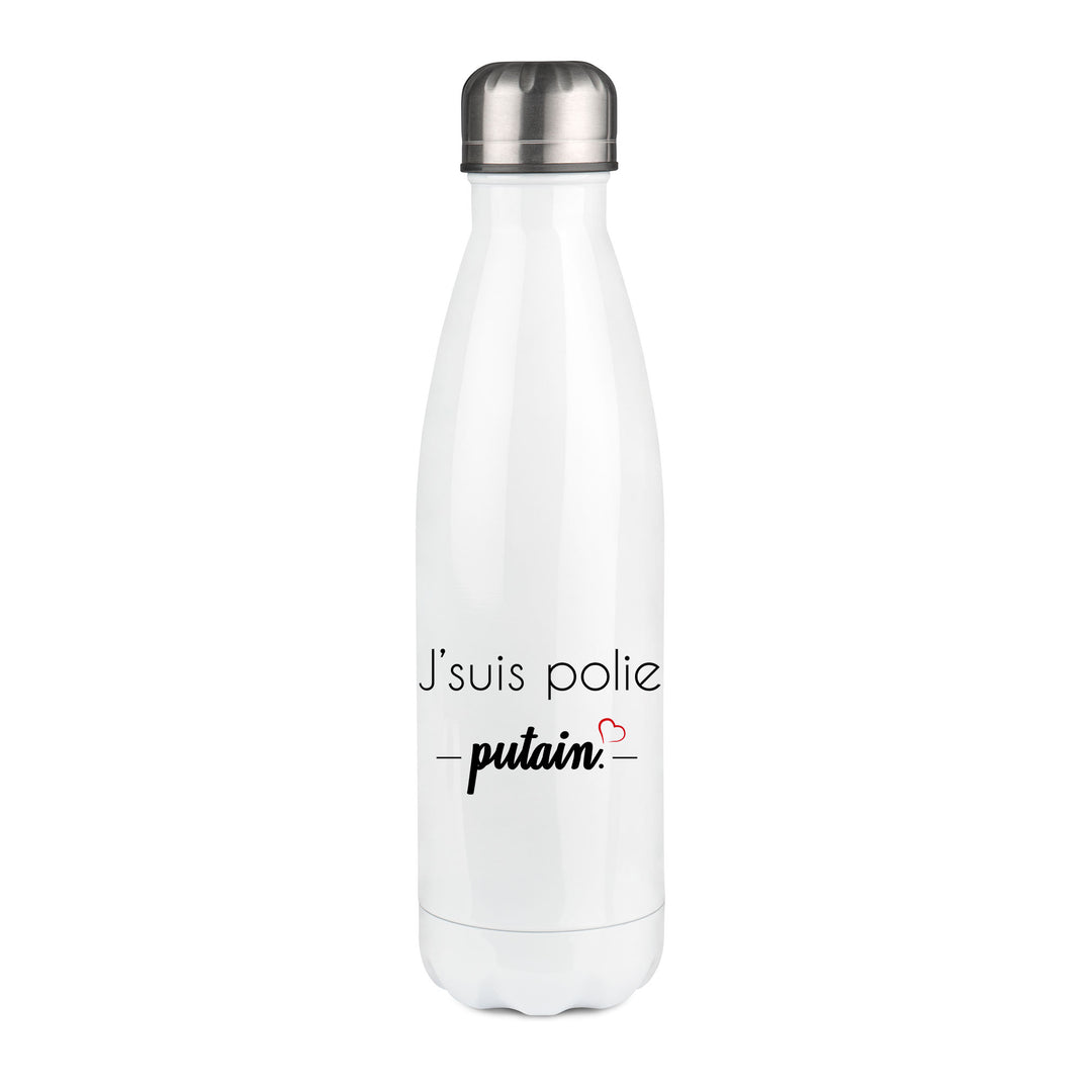 Thermos inox personnalisé J'suis polie putain