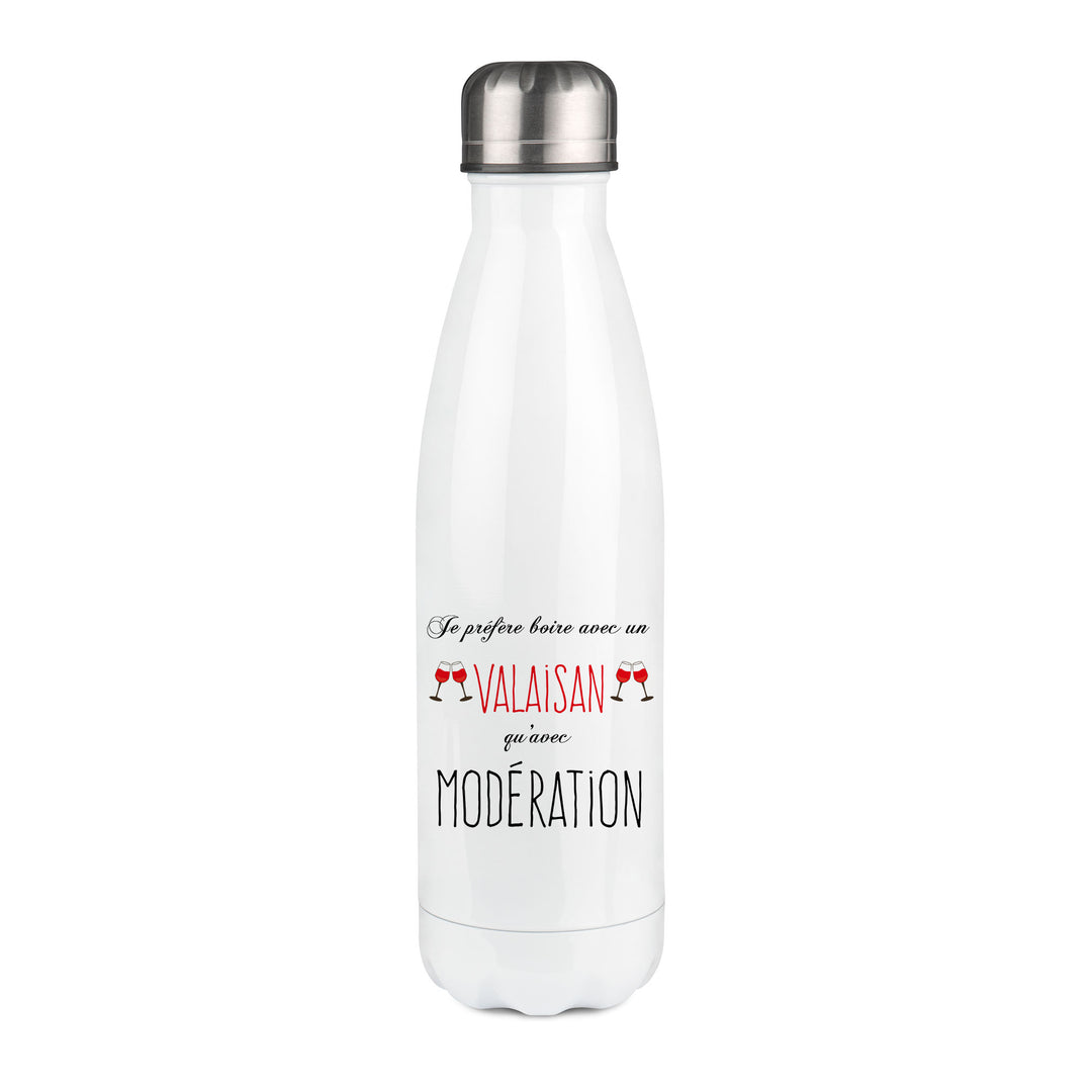 Thermos inox personnalisé Je prefere boire avec un valaisan qu'avec moderation