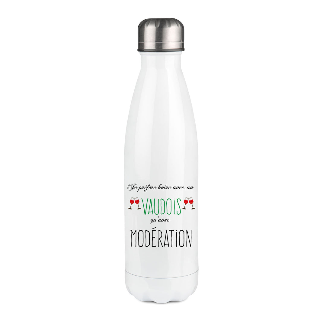 Thermos inox personnalisé Je prefere boire avec un vaudois qu'avec moderation