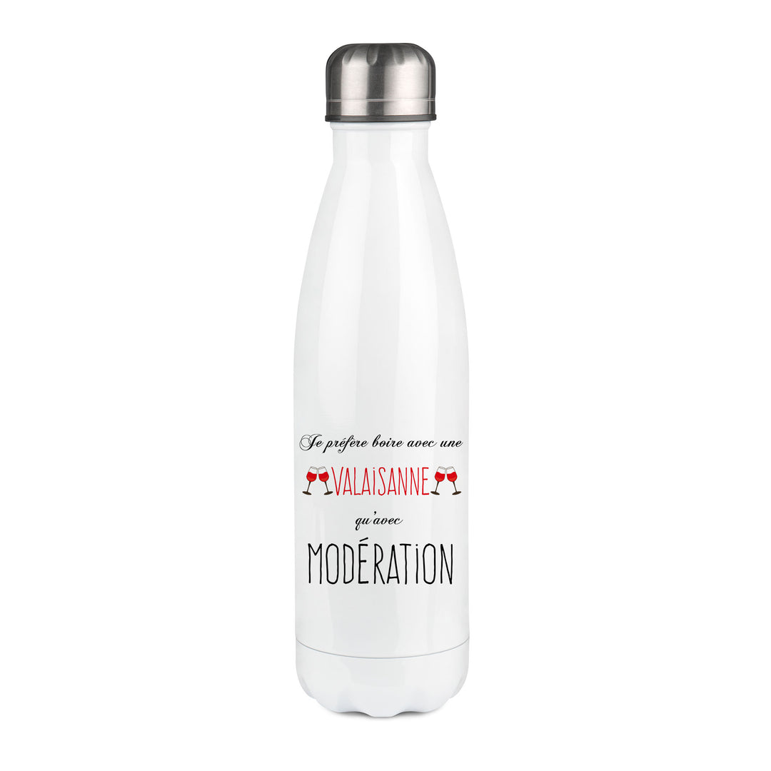 Thermos inox personnalisé Je prefere boire avec une valaisanne qu'avec moderation